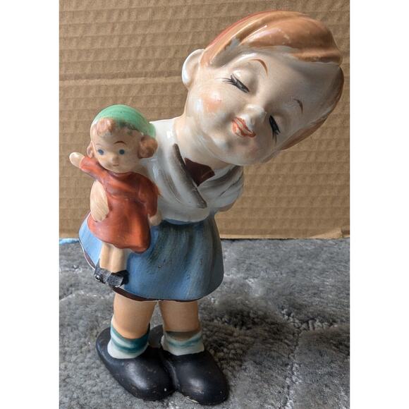 Lipper & Mann Creations Japan Mid Century KISSING GIRL HOLDING BABY DOLL ceramic - Picture 1 of 6